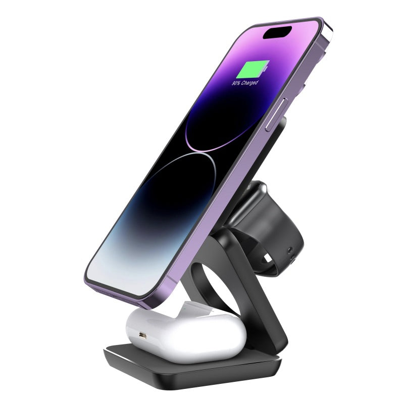 Support Chargeur 3 en 1 iPhone Noir